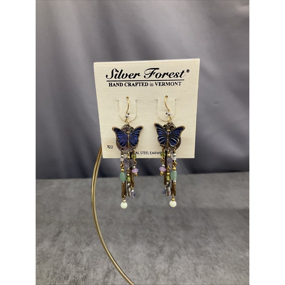 Silver forest earrings Butterfly